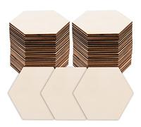 100 Pcs Unfinished Hexagon Wood Pieces Blank Wooden Hexagon Shape Cutouts Natural Wooden Tile Slabs Cutouts Slices for DIY Crafts Coaster Holiday Wall Home Decoration Painting Staining,3.5 x 3.1 Inch