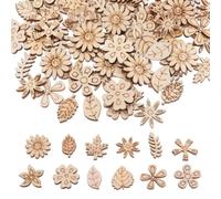 100 Pcs Unfinished Wooden Flowers, Wood Dried Flowers for Crafts | Blank Flower Leaf Pattern Mini Handmade Wood Slices for Home Wedding Ornaments and Handmade Decorations