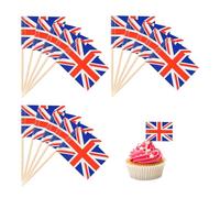 100 Pcs Union Jack Toothpick Flags for VE Day 80th Anniversary 2025,Mini British Flag,for Food Cupcake Cocktail Sticks Picks Tableware King's Coronation Party/Pub BBQ Royal Event Table Decorations