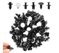 100 Pcs Universal Auto Black Nylon Clips - 6 Types of Plastic Rivet Fasteners for Car Door Bumper Panel Trim Fender Liner Sealing Strip