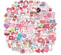 100 Pcs Valentine’s Day Stickers, Heart Shaped Vinyl Decals for Wedding & Romance - Waterproof Decor for Laptop, Luggage, Bike, Notebook, Gift Wrapping