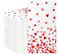 100 Pcs Valentines Day Disposable Hand Towels for Bathroom Paper Towels for Guests Wash Your Hands Bathroom Valentine's day Decor Guest Napkins for Powder Room Wedding Birthday Anniversary, Pink Heart
