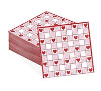 100 Pcs Valentines Day Paper Cocktail Napkins 3 Ply Red White Checkered and Heart Disposable Absorbent Hand Towels Heart Checkered Guest Napkins for Valentine's Day Wedding Birthday Supplies
