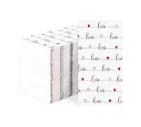 100 Pcs Valentine's Day Paper Napkins 3 Ply Love Heart Disposable Absorbent Hand Towels Red Hearts Guest Napkins for Valentines Wedding Anniversary Mother's Day Supplies Decorations
