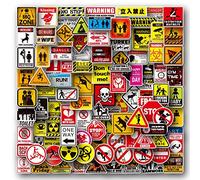 100 Pcs Warning Sign Stickers for Adults, Funny Caution Decals Pack with Danger Labels, Handle with Care, Safety Notice Symbols, Waterproof Vinyl Stickers for Helmet Suitcase Laptop Skateboard