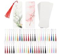 100 Pcs Watercolor Paper Blank Bookmarks with Colorful Tassels, White Watercolor Paper Cards with Hole, DIY Book Marks Kit for Classroom Projects Gifts Tags Crafts, 1.9 x 5.5 Inch