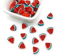 100 Pcs Watermelon Mixed Clay Beads Handmade Jewelry Loose Beads Polymer Clay Charms Flat Spacer Necklace Earring Making with Hole for DIY Crafts, Art Beading Supplies