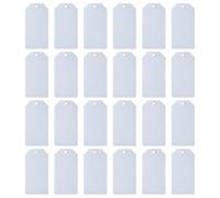 100 Pcs Waterproof Plastic Tags, Plastic Tags with Metal Grommet, White Exterior Printable, Long-Lasting Luggage Tags for Labeling, for Inventory Management and Organization, 3 x 6 in, 7.6 x 15.2 cm