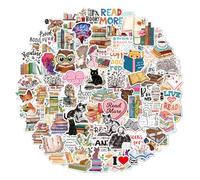 100 Pcs Waterproof Vinyl Reading Stickers, Cute Motivational Bookish Decals for Water Bottles Laptops Journals, Positive Quote Book Tok Presents for Kids Teens Teachers Book Lovers (Model B)