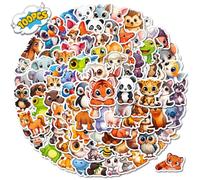 100 PCS Waterproof Vinyl Stickers for Water Bottles - Repositionable Animal Stickers for Kids, Laptop, Scrapbook Decor - Jungle, Farm, Marine Mix - Safe Non-Fade Party Supplies