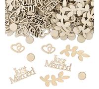 100 Pcs Wedding Table Decoration, Wooden Wedding Confetti Just Married Confetti Love Hearts Table Confetti for Wedding Engagement Anniversary Banquets Decoration (Style 1)