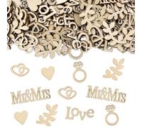 100 Pcs Wedding Table Decoration, Wooden Wedding Confetti Mr and Mrs Confetti Love Hearts Table Confetti for Wedding Engagement Anniversary Banquets Decoration