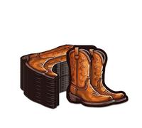 100 Pcs Western Boot Napkins - Western Cowboy Cowgirl Party Decorations with Boot Design for My First Rodeo Birthday Supplies, Dinner Table Decor, Cowboy Baby Shower, Ranch BBQ