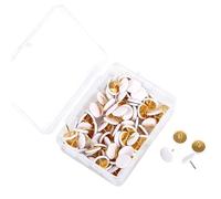 100 Pcs White Drawing Pins, Decorative Thumb Tacks Round Head Drawing Pins with Storage Box Metal Push Pins, White Tack for School, Office, Map, Photo Wall, Cork Board Bulletin