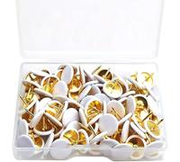 100 Pcs White Drawing Pins, Round Head Thumbtacks, Metal Push Pins with Storage Box for Pinboard, Bulletin Board, Office, Home