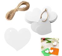 100 Pcs White Heart Gift Tags with String White Kraft Love Paper Tags for DIY Crafts Hanging Price Party Favor Decoration