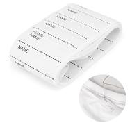 100 Pcs White Iron On Name Labels, Washable Name Label Woven Clothing Labels, Sew On Name Tags for Clothes School Uniforms Bags Towels Hats Gloves Scarves Use for School and Home