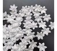 100 PCS White Mini Handmade Satin Fabric Flowers Craft Artificial Ornament Applique Ribbon Sewing Craft DIY Accessories Wedding Decoration 3.5cm