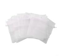 100 Pcs White Organza Fruit Protection Bags With Drawstring, 3 Sizes Mesh Netting For Birds And Pests On Fruit Trees, Vegetables And Flowers In Garden(10 * 15CM)