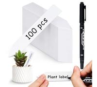 100 Pcs White Plastic Plant Labels with Marker, 10 x 2 cm Garden Name Tags for Seed Herb Potted Plant Seedling Vegetables Flower