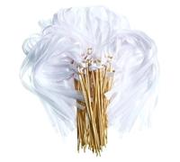 100 Pcs White Silk Ribbon Banners with Golden Bell Wedding Party Decorations Nuptial Reception Gifts Photo Accessories for Bridal Events