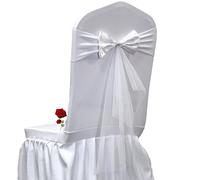 100 PCS White Stretch Chair Bows - Elastic Sashes for Weddings Parties Banquets & Events - Perfect Chair Accessories for Elegant Decorations