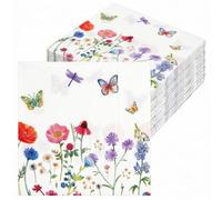100 Pcs Wildflower Napkins, Disposable Spring Floral Party Napkins, 2-Ply Watercolor Flower Butterfly Guest Napkin for Spring Wedding Birthday Tea Bridal Dinner Parties, Baby Shower Home Use