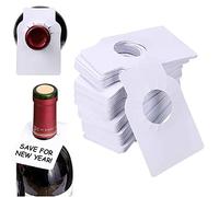 100 Pcs Wine Bottle Tags White Wine Cellar Rack Labels Blank Champagne Wine Bottle Labels Reusable Bottle Neck Tags for Wine Racks and Cellar Organise