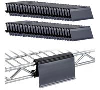 100 Pcs Wire Shelf Label Holders Compatible with Metro 1-1/4in Shelves, Plastic Wire Rack Label Holder 3" x 1.25" Black Price Tag Shelf Clips for Retail Warehouses