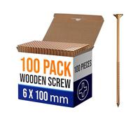 100 Pcs Wood Screws 6 x100mm Multi Purpose Flat Head Galvanized Single Thread Wood Screws Kit, Self Tapping M3,M3.5,M4 Ideal for Diy,Furniture Fix, and Repairs