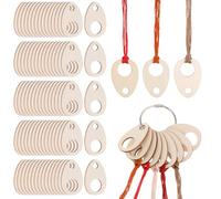 100 PCS Wood Teardrop Bobbins, 2x1.5 Inch Wood Thread Drops Cross Stitch Tread Bobbins with Hinged Ring, Woods Cross Stitch Thread Organization with Floss Ring for Craft DIY Sewing Threads Storage