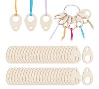 100 PCS Wooden Cross Stitch Sewing Tools, 1.9x1.3in Elliptical Cross Stitch Organize with 2 Iron Rings, Cross Stitch Accessories, Embroidery Thread Organiser for Cross Cotton Craft DIY Sewing Storage