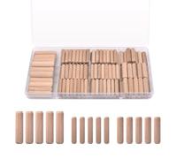 100 Pcs Wooden Dowel Pins - 1/4 inch, 5/16 inch,3/8 inch Fluted Wood Dowels Rods,Hardwood Crafts Dowel Pegs