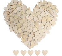 100 Pcs Wooden Hearts, Rustic Love Heart for Crafting, Hearts for Crafts, DIY Unfinished Wooden Ornaments Embellishments for Wedding Guest Books, Table Decoration Embellishments (3cm)