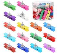 100 Pcs Wooden Push Pin Clips, Multicoloured Cute Pins for Notice Board, Cork Boards, Arts Projects, Craft Photo DIY Bulletin Decorations