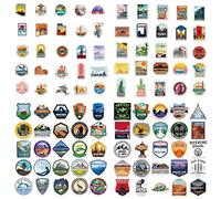 100 Pcs World Attractions Stickers, Travel Map Stickers, Vintage World Famous Countries City Areas for Skateboard, Laptop, Luggage, Guitar, Refrigerator, Cell Phone, Bicycle