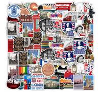 100 Pcs World Travel Stickers Global Famous Country City Symbols Landmarks Aesthetic Stickers for Laptop Skateboard Scrapbook Computer Water Bottle Luggage Helmet Bike Car