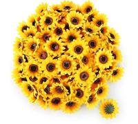 100 Pcs Yellow Artificial Flower Heads Mini Fake Sunflower Decorative Fabric Flowers Craft Floral Embellishments for Wreaths Wedding Home Decor, Artificial Plants and Flowers