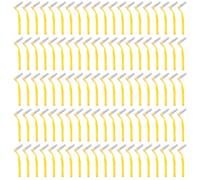 100 Pcs Yellow Interdental Brushes, Dental Floss Brush 1-1.2mm Diameter, Soft Dental Brushes with Non-Slip Handle, Angled Head Tooth Picks for Oral Cleaning Narrow Gaps Between Teeth
