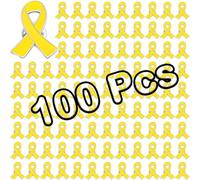 100 Pcs Yellow Ribbon Pin Hostages Israel Bring Them Home Pins Cancer Awareness Pins Troop Support Campaign Charity Donation Event Accessories