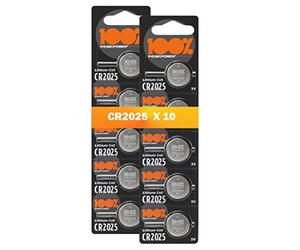 100% PeakPower CR2025 Battery - 10 PCS 3V Lithium Battery for Car Keys - CR2025 Coin Cell Batteries for Keyfob’s, Head Torches, Remotes, Scales, Led lights, Dog collars - 10 Year Shelf Life