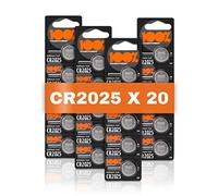 100% PeakPower CR2025 Battery - 20 PCS 3V Lithium Battery for Car Keys - CR2025 Coin Cell Batteries for Keyfob’s, Head Torches, Remotes, Scales, Led lights, Dog collars - 10 Year Shelf Life
