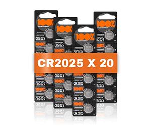 100% PeakPower CR2025 Battery - 20 PCS 3V Lithium Battery for Car Keys - CR2025 Coin Cell Batteries for Keyfob’s, Head Torches, Remotes, Scales, Led lights, Dog collars - 10 Year Shelf Life