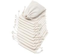 DR Power Drawstring Bags - 100 Percent Cotton Muslin, 10 x 15 cm, 12 pack, White