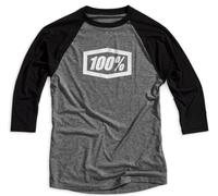100 PERCENT ICON 3/4 SLEEVE TECH TEE GREY/BLACK ADULT CASUAL T-SHIRT