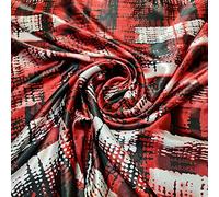 100 Percent Polyester/Poly Silk Silky Satin Fabric, Dressmaking, Wedding, Prom - Dress Craft Fabric Material 58'' 150 cm Wide Sold As 1 Meter Pre Cut Lengths (Red Black White Retro Squares) (EPSAT01)