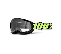 100 Percent Strata II Clear Goggle - Black/Lime/Clear Lens / 100% Eyewear Wear Eye Protection Enduro MTB Mountain Downhill Trail Dirt Jump Cycling Cycle Bike Motocross MX Moto Ski Unisex Adult Sun