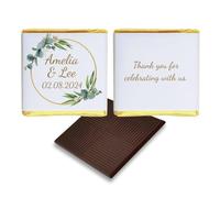 100 Personalised Chocolate Wedding Favours, Personalised Chocolates, Custom Party Favours, Green Floral Design, Wedding Favours, Wedding gift, Design Code: WR18 (Plain Mint)