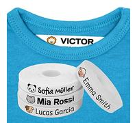 100 Personalised Iron-on Fabric Labels to Mark Your Clothes with Colorful Icons. Gentle with Your Kids Skin, for Children's School Uniform. Dinosaurs Icons (Animals)