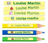 100 Personalised Sticky Labels for Pencils and Ballpoint Pens School Stickers with Name for Marking Items Waterproof Stickers for School and Nursery Dimensions 4.6 x 0.6 cm